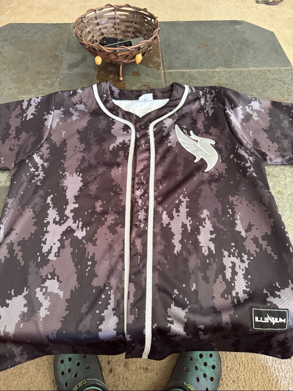 Digital Camo Baseball Jersey with Wing Emblem